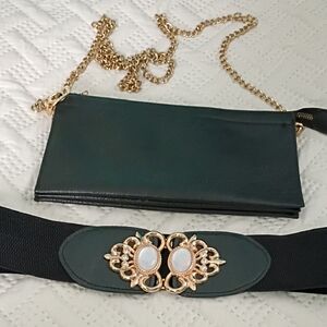 Elegant Black Clutch with Gold Chain